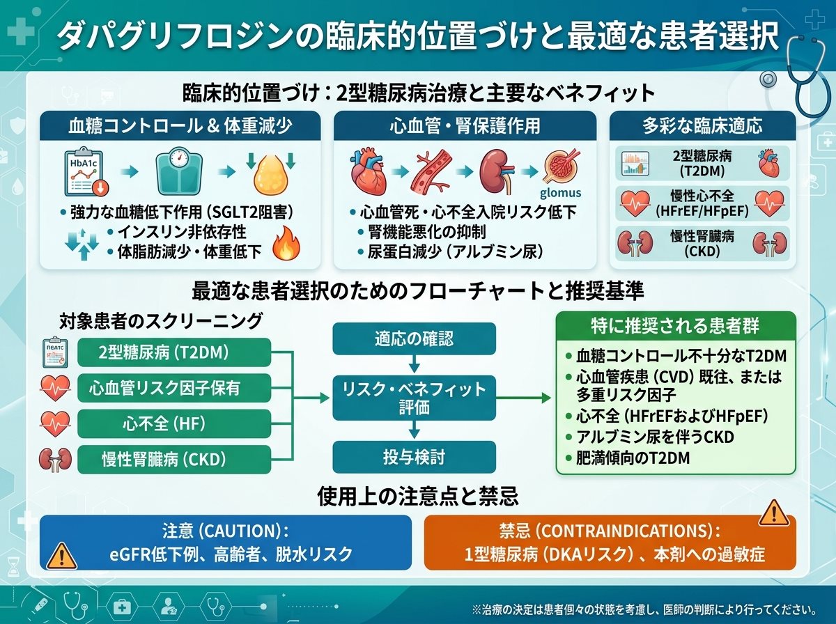 ダパグリフロジンの臨床的位置づけと最適な患者選択