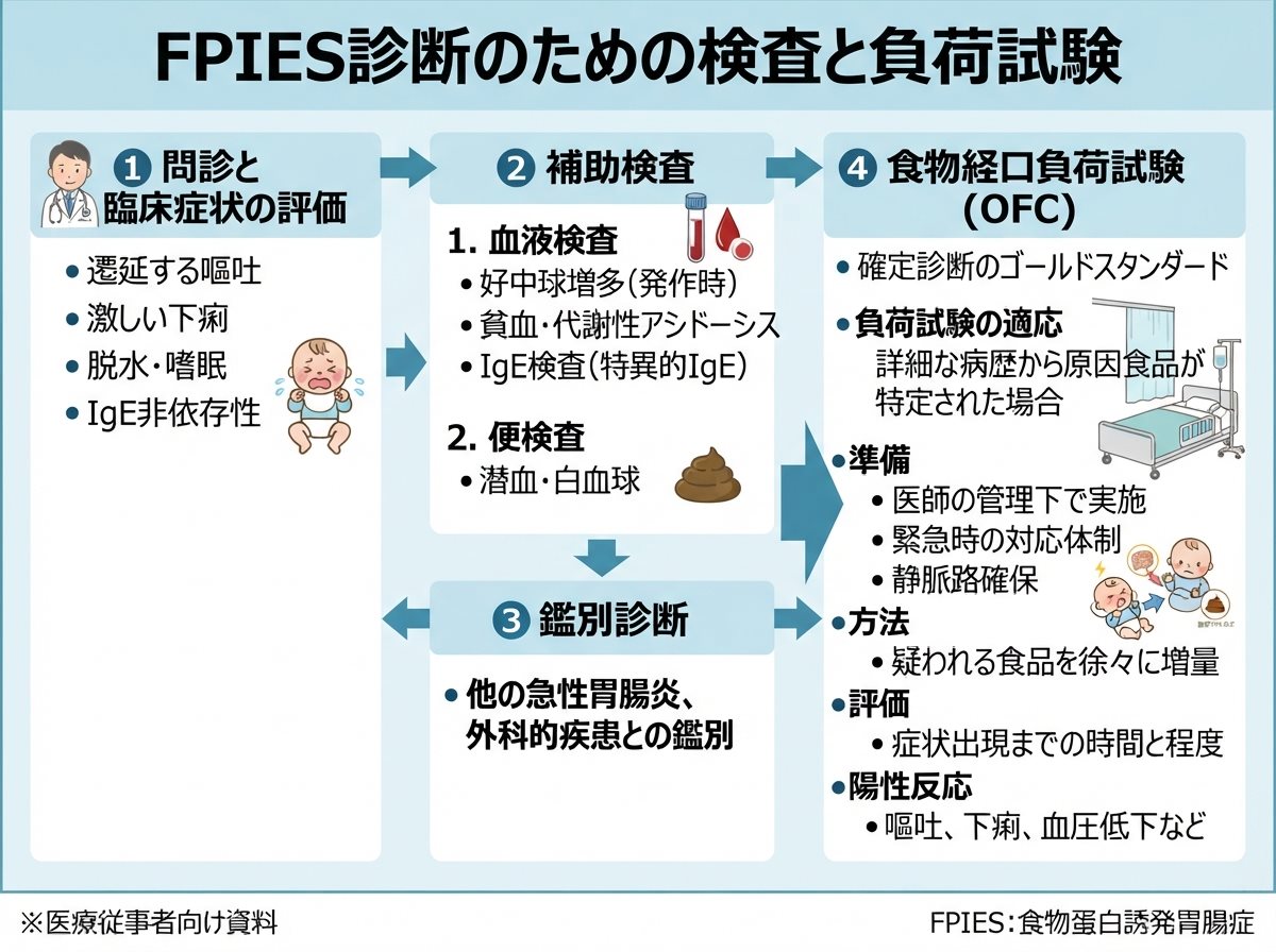 FPIES診断のための検査と負荷試験