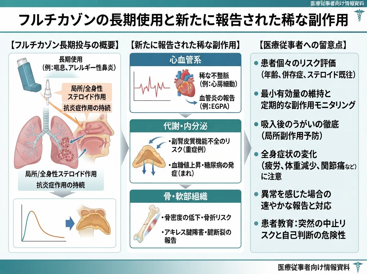 フルチカゾンの長期使用と新たに報告された稀な副作用