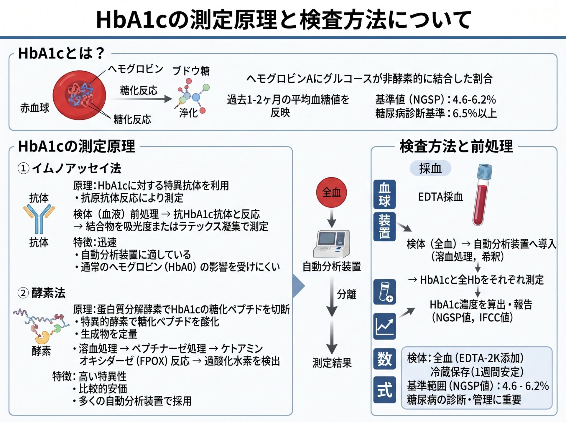 HbA1cの測定原理と検査方法について