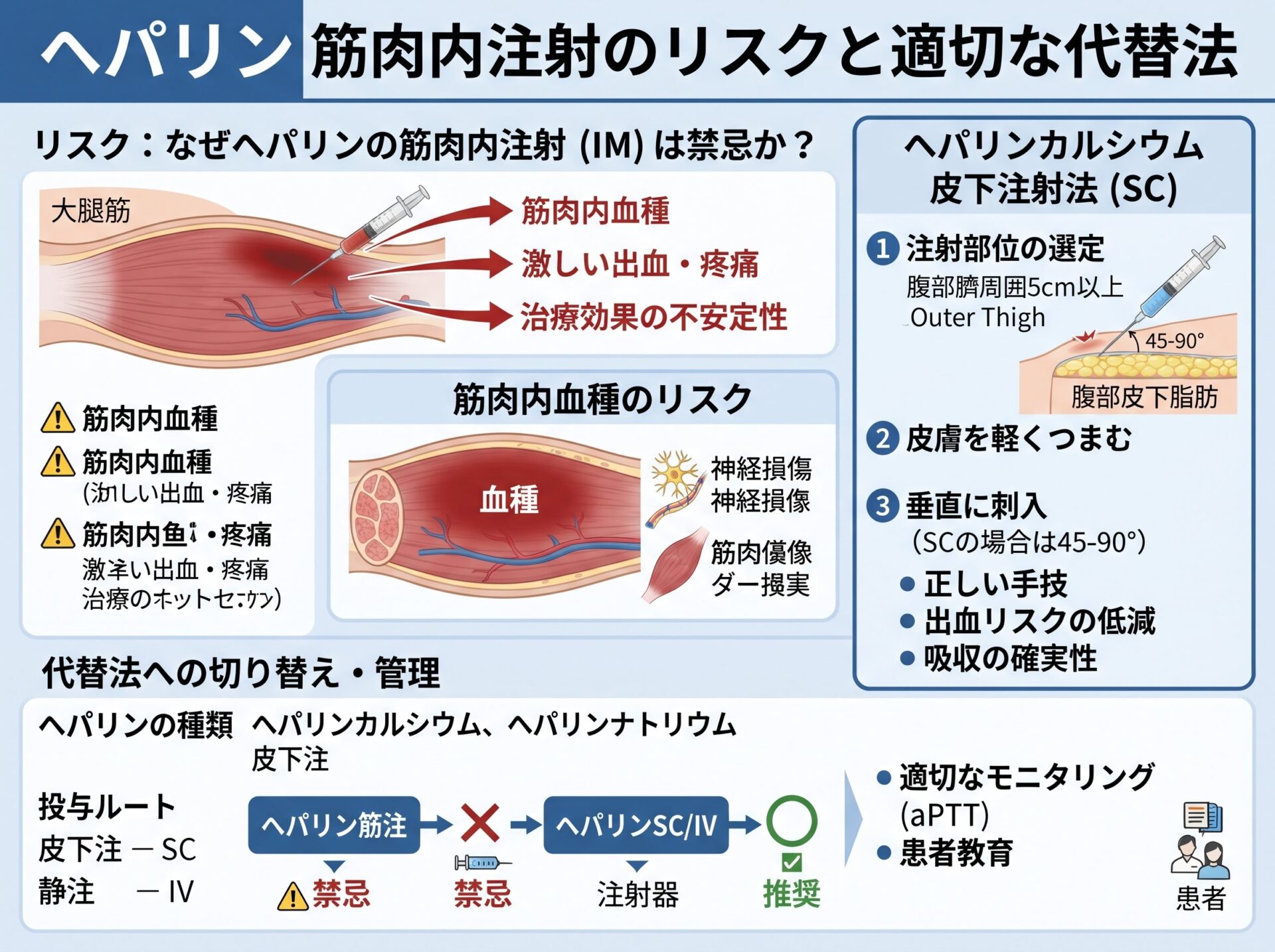 ヘパリン 筋肉内注射法のリスクと代替法