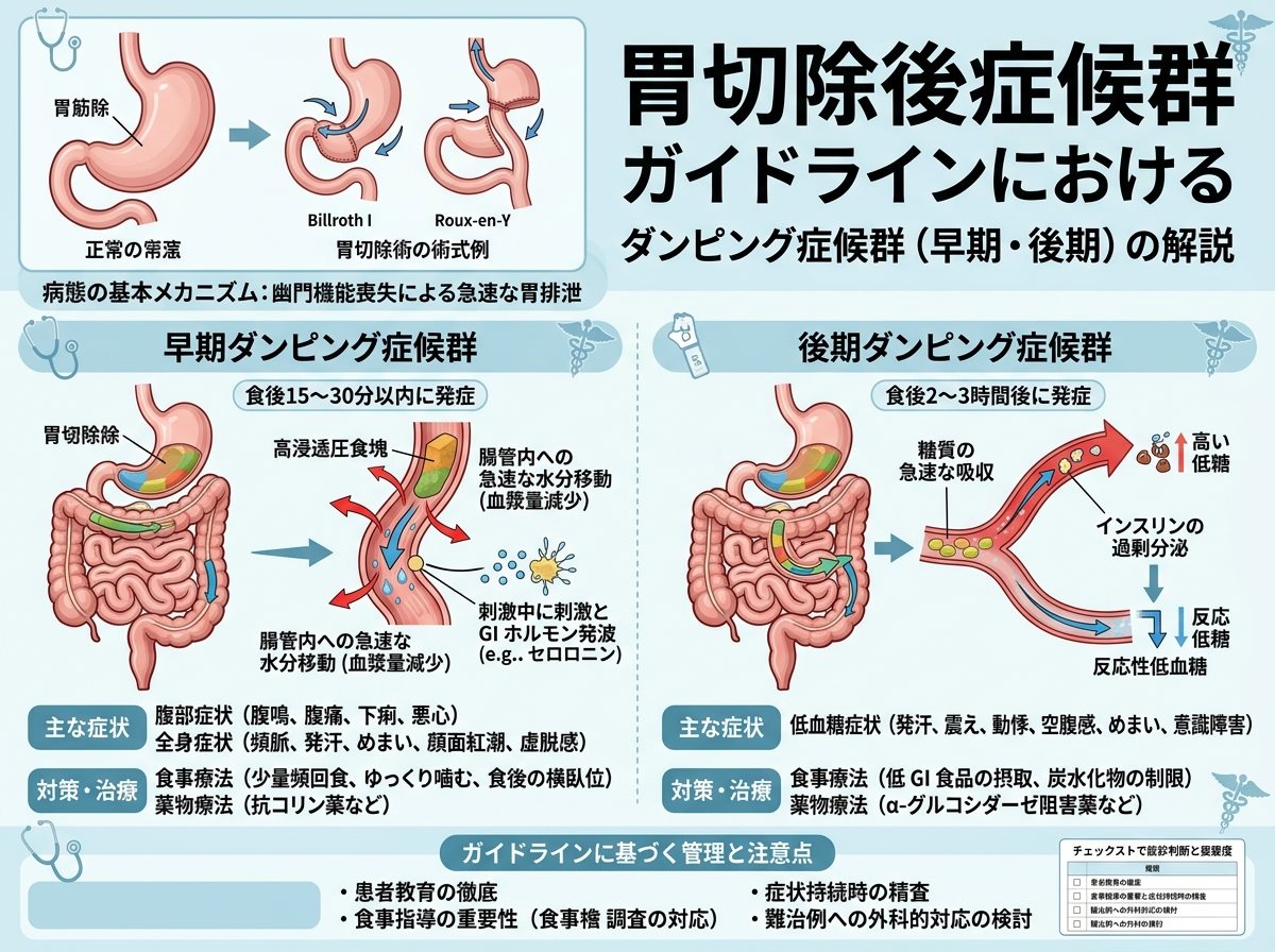 胃切除後症候群 ガイドラインで重要なダンピング症候群（早期・後期）