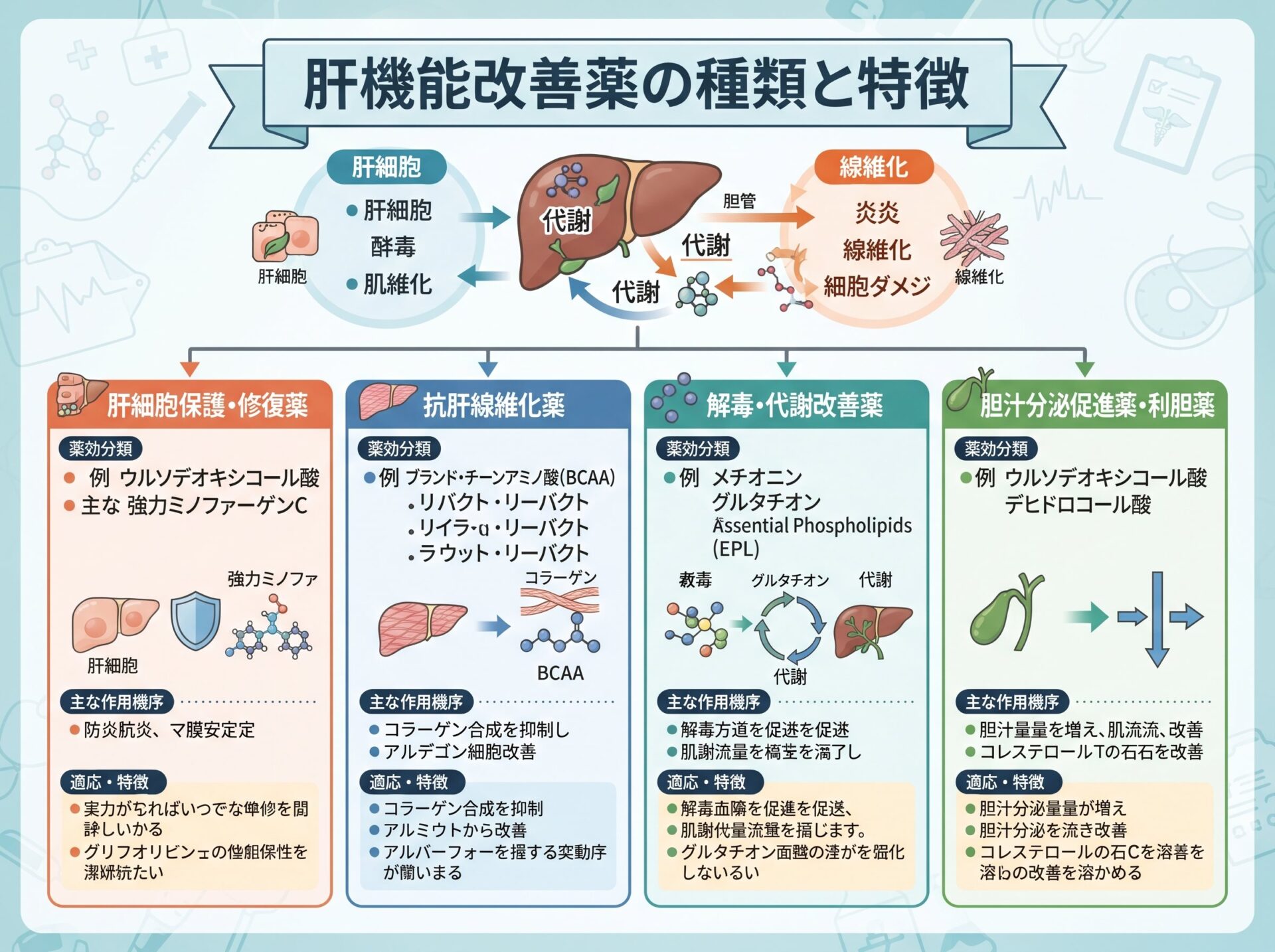 肝機能改善薬の種類と特徴