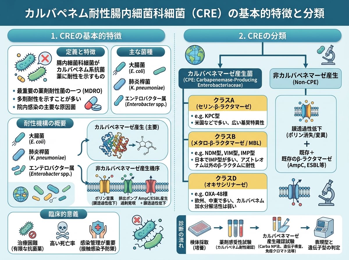 カルバペネム耐性腸内細菌科細菌の基本的特徴と分類