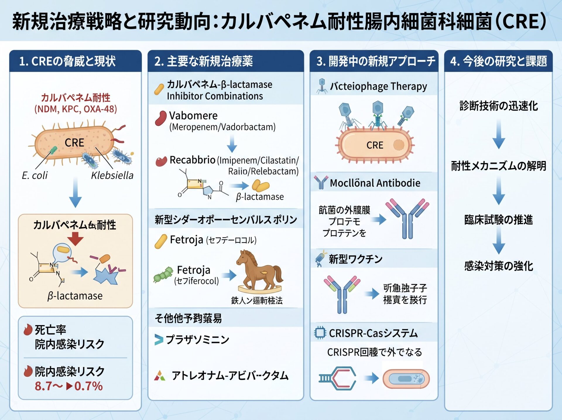 カルバペネム耐性腸内細菌科細菌の新規治療戦略と研究動向