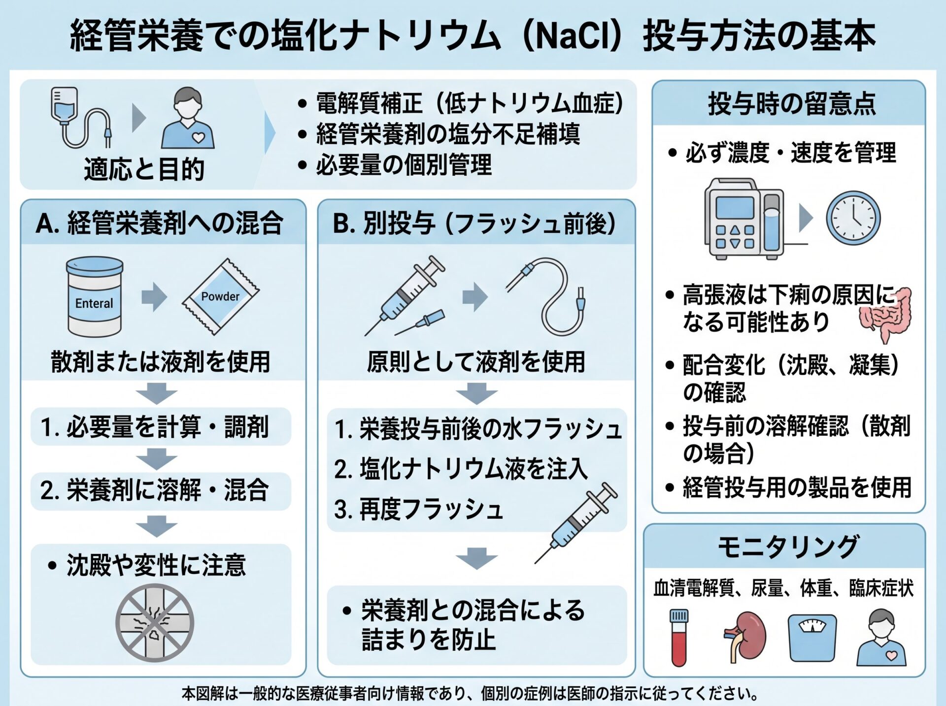 経管栄養での塩化ナトリウム投与方法の基本