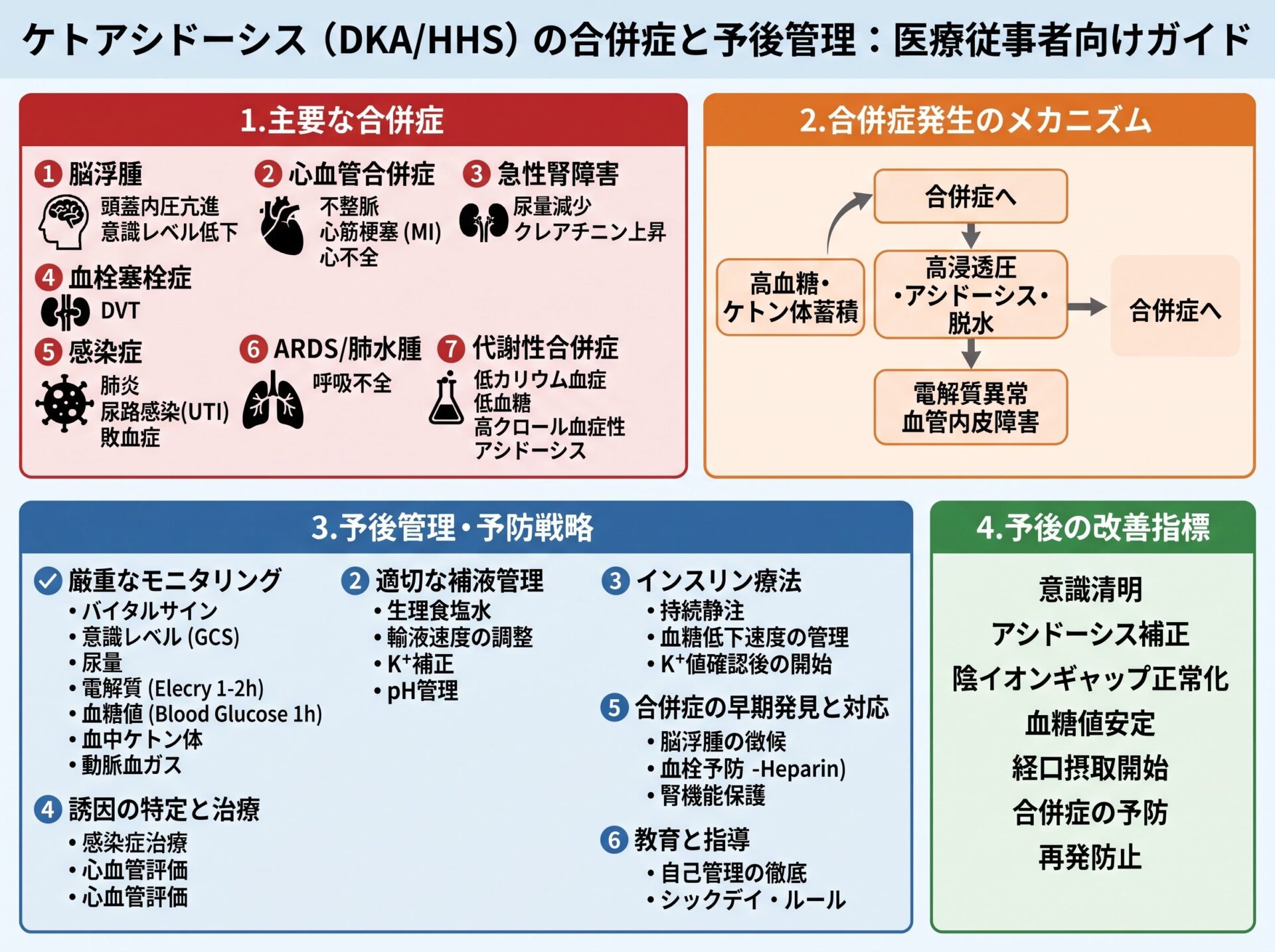 ケトアシドーシスの合併症と予後管理