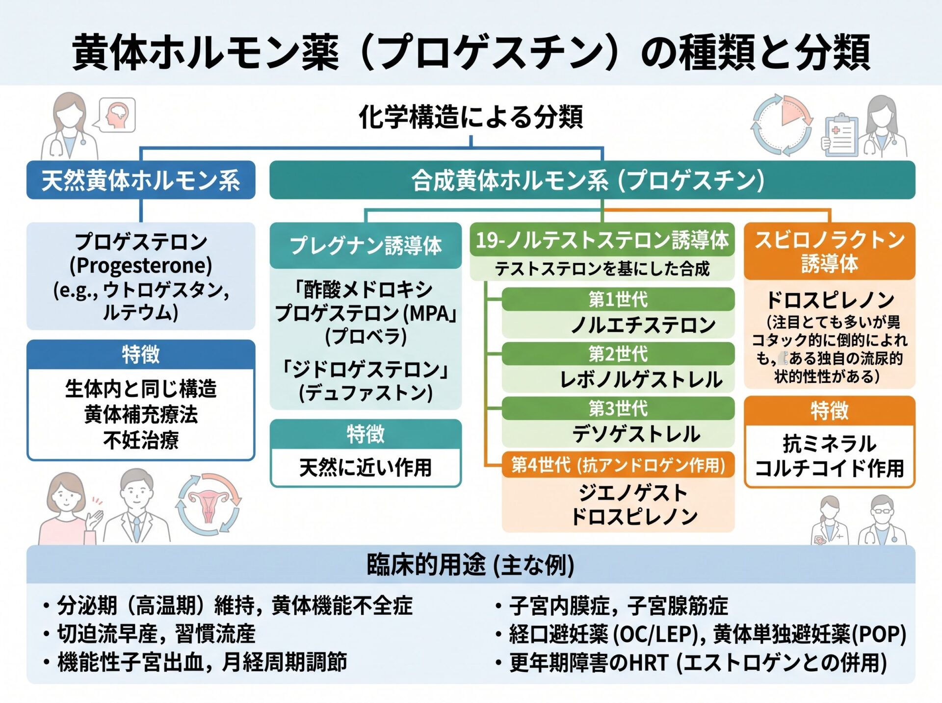 黄体ホルモン薬の種類と分類