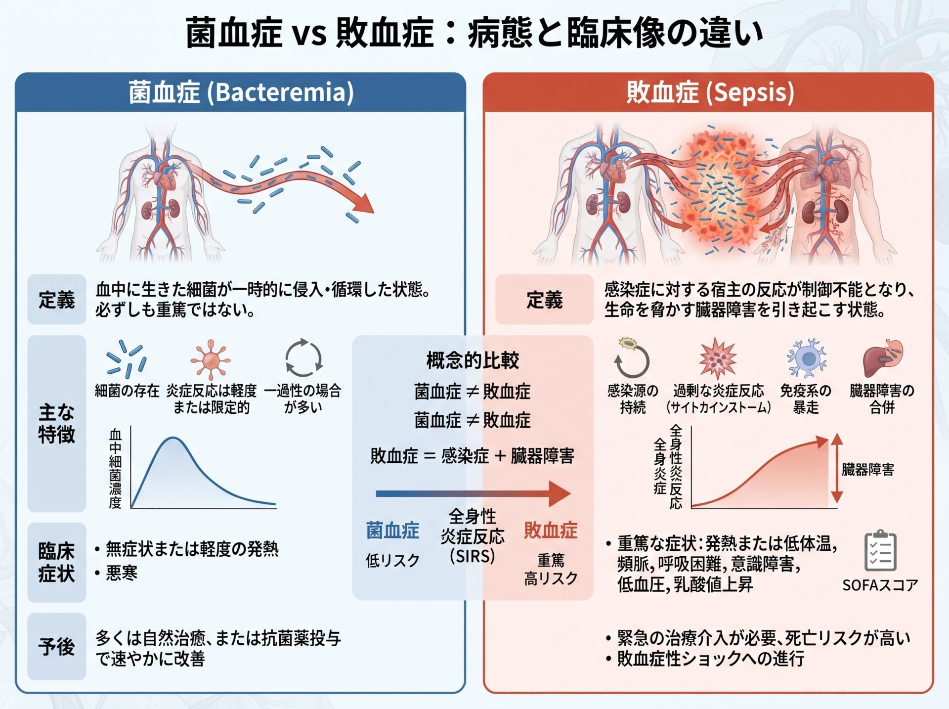菌血症と敗血症の違い