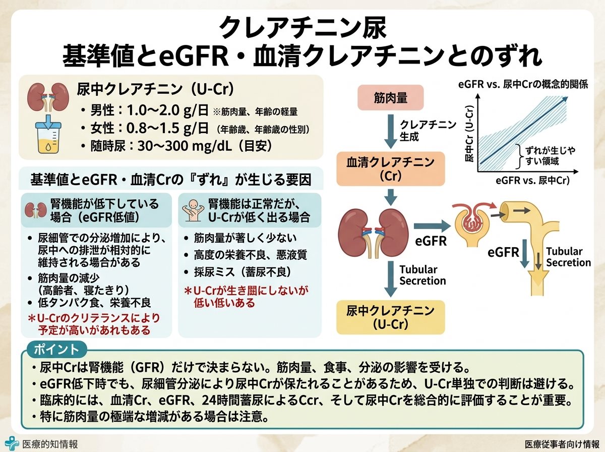 クレアチニン尿 基準値とeGFR・血清クレアチニンとのずれ