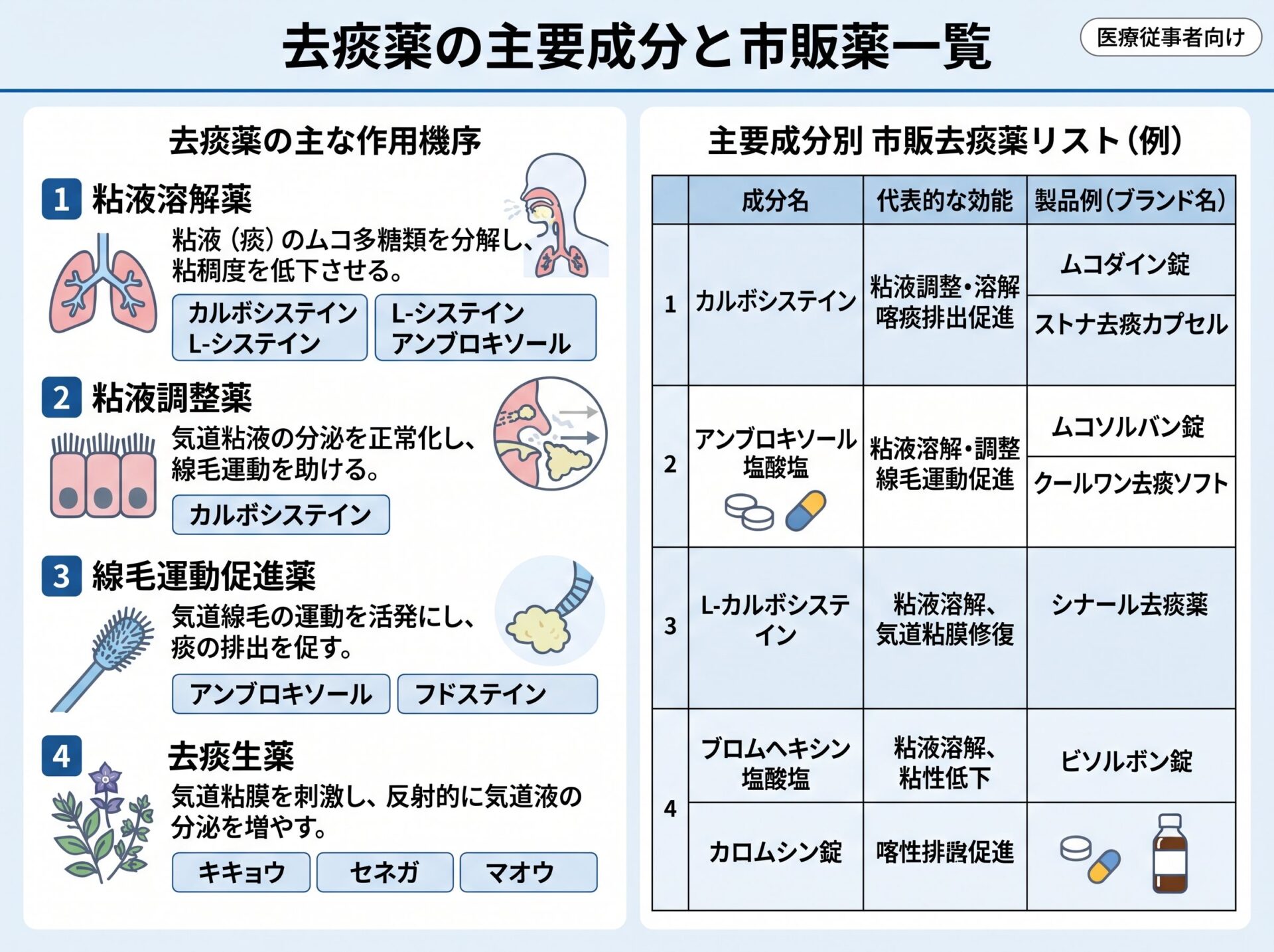 去痰薬の主要成分と市販薬一覧