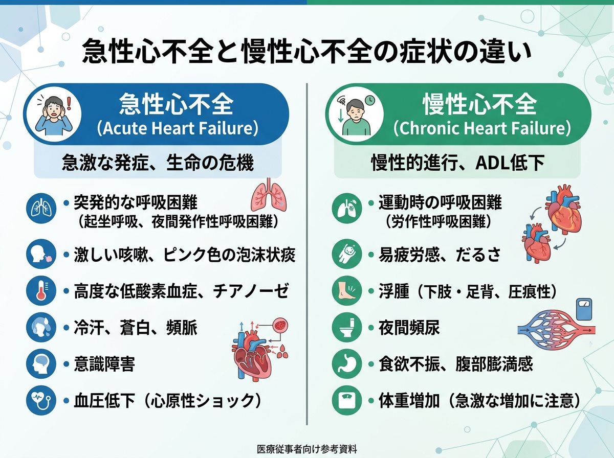 急性心不全と慢性心不全の症状の違い