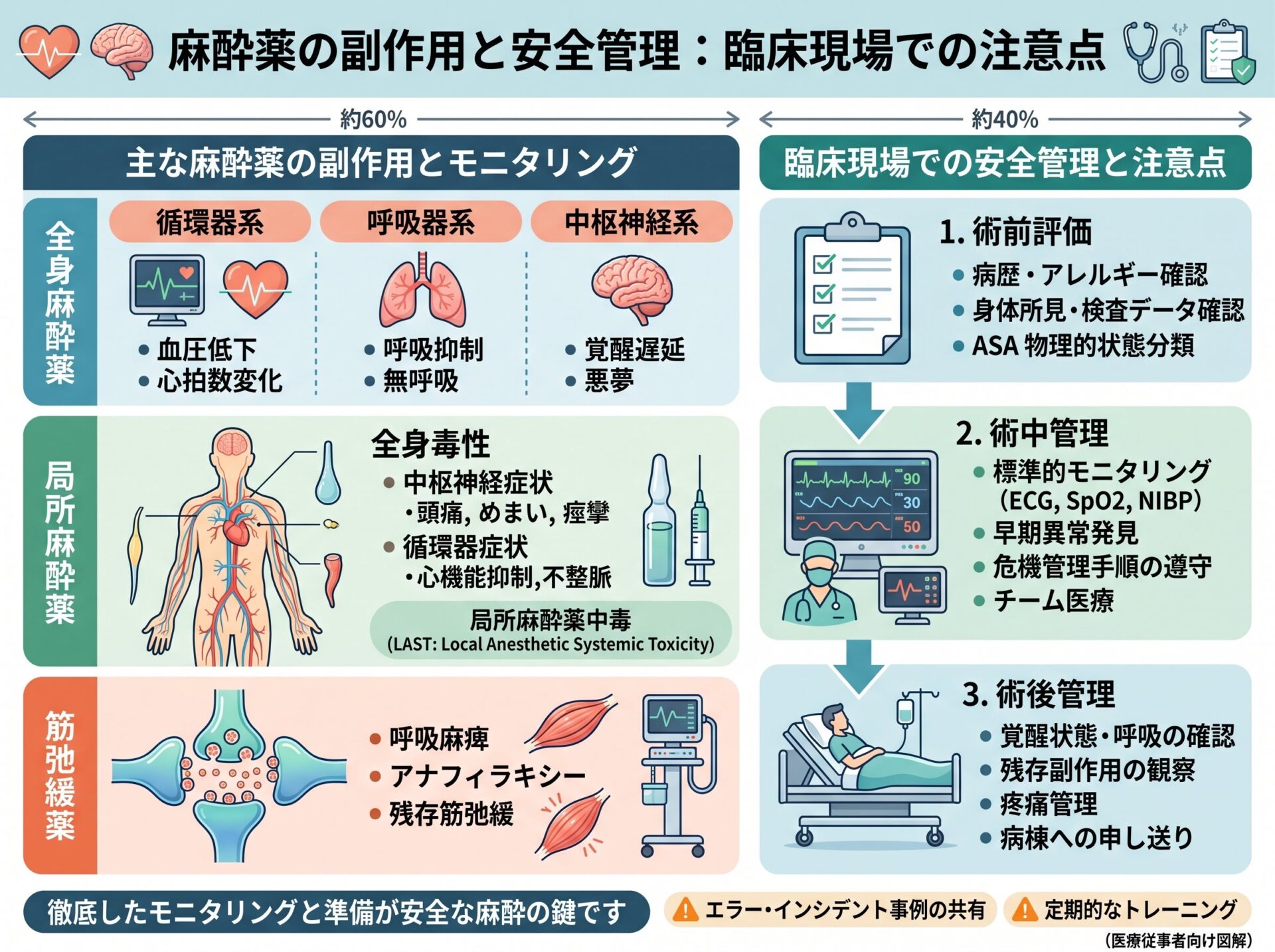 麻酔薬の副作用と安全管理:臨床現場での注意点