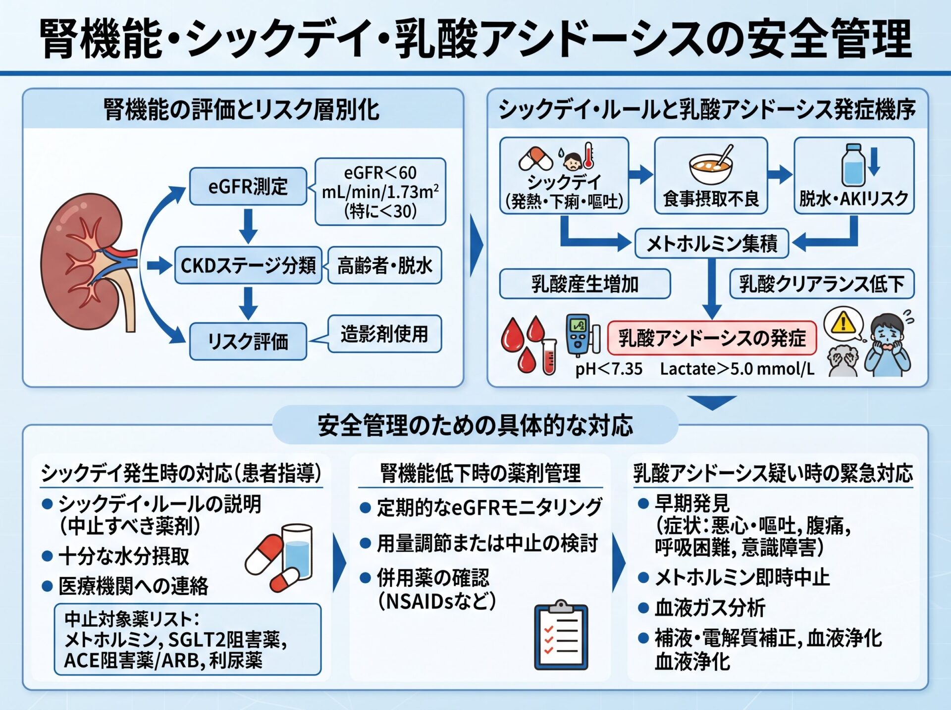 腎機能・シックデイ・乳酸アシドーシスの安全管理