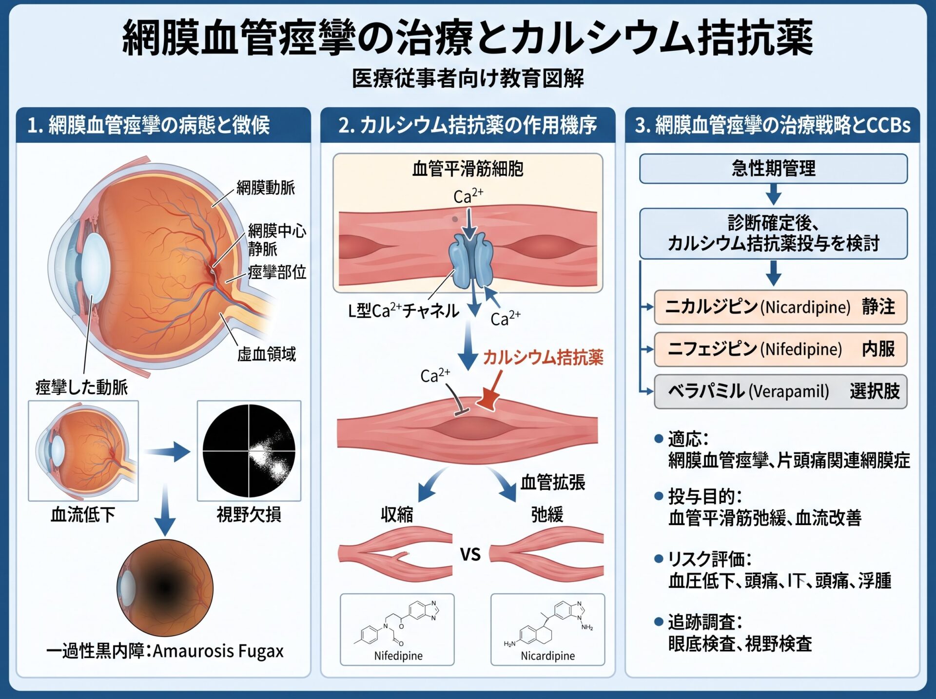 網膜血管痙攣の治療とカルシウム拮抗薬