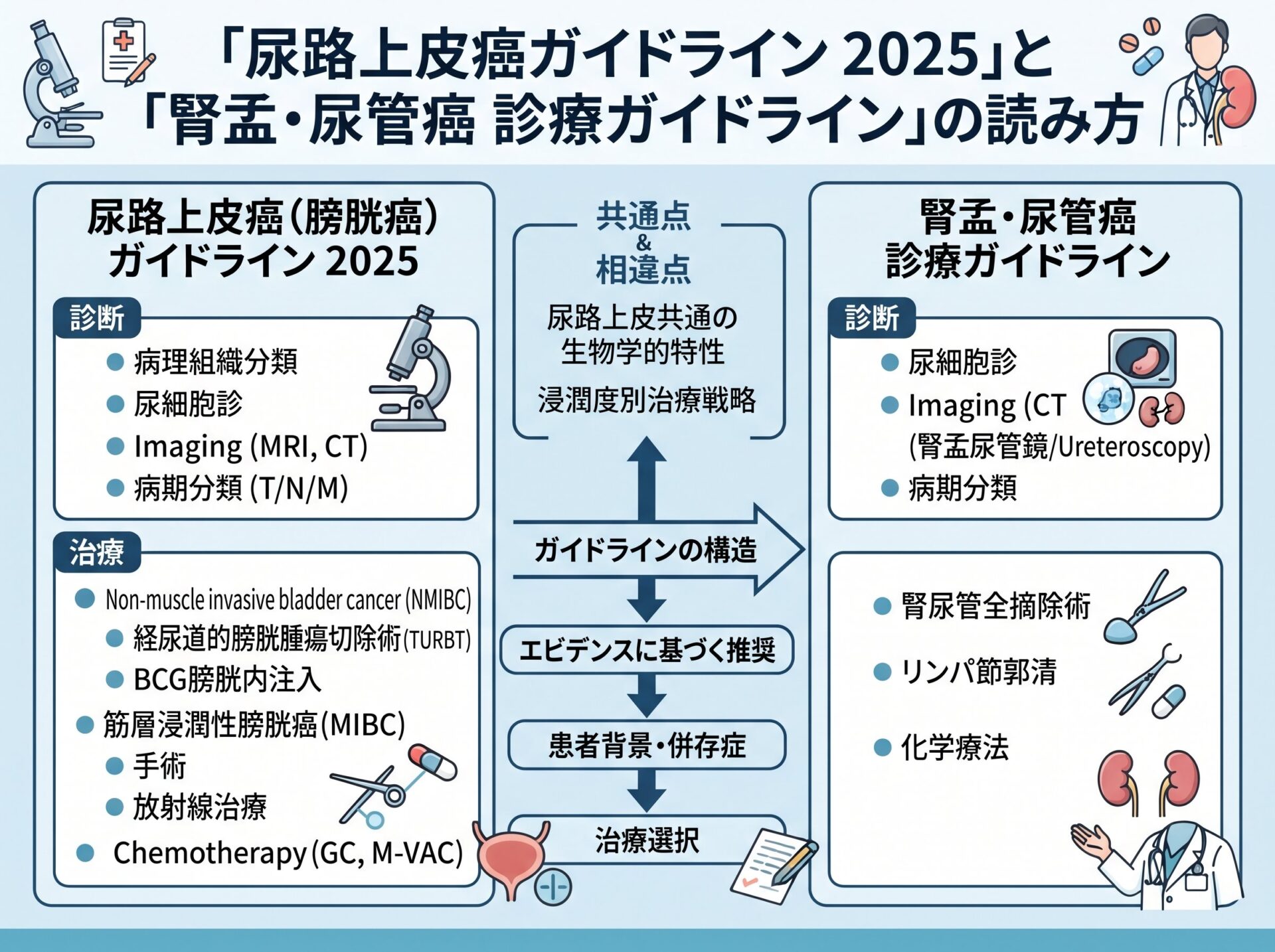 尿路上皮癌 ガイドライン 2025 と腎盂 尿管癌 診療ガイドラインの読み方