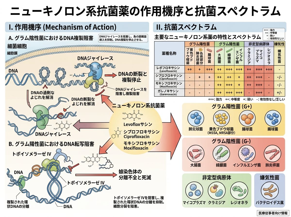 ニューキノロン系抗菌薬の作用機序と抗菌スペクトラム