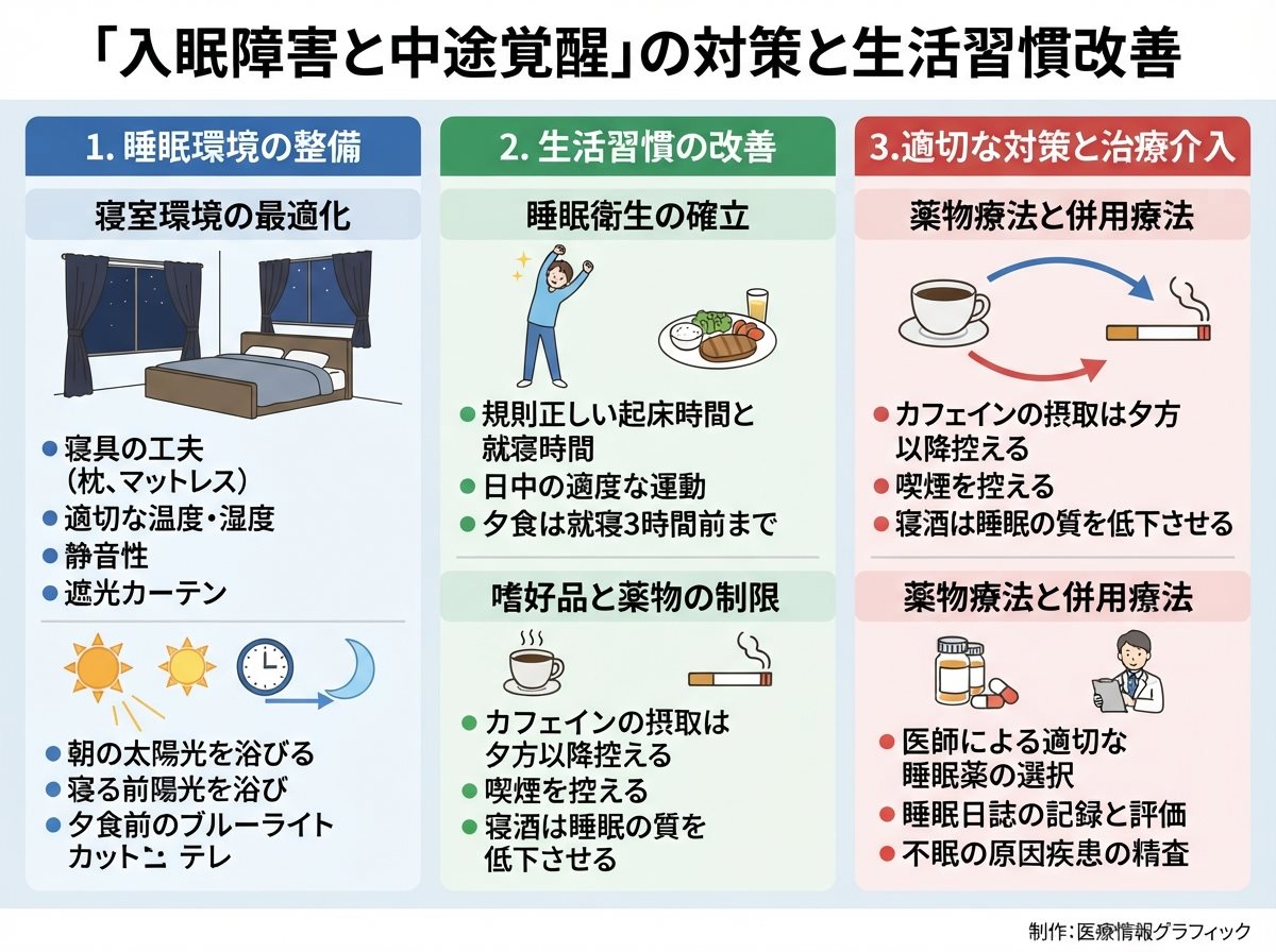入眠障害と中途覚醒の対策と生活習慣改善