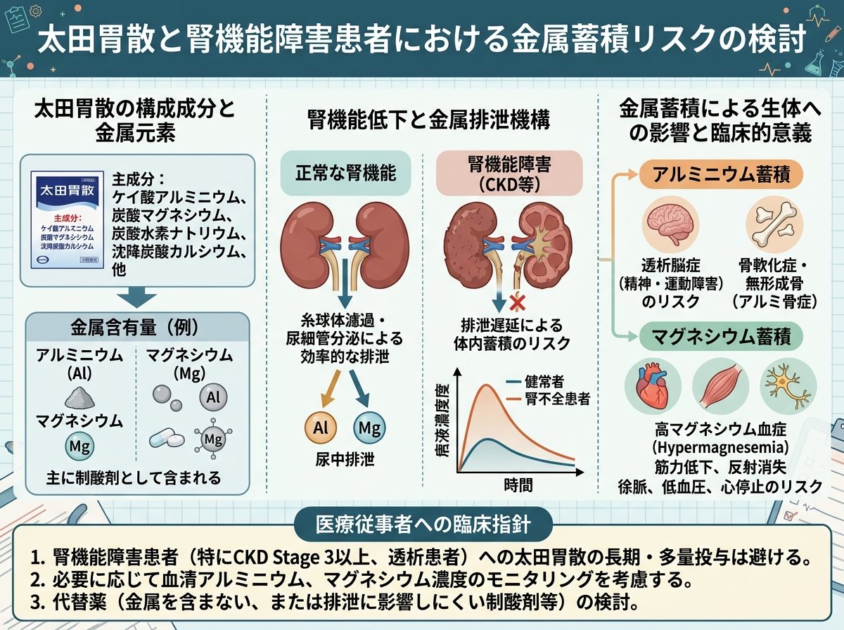 太田胃散と腎機能障害患者 金属蓄積リスク