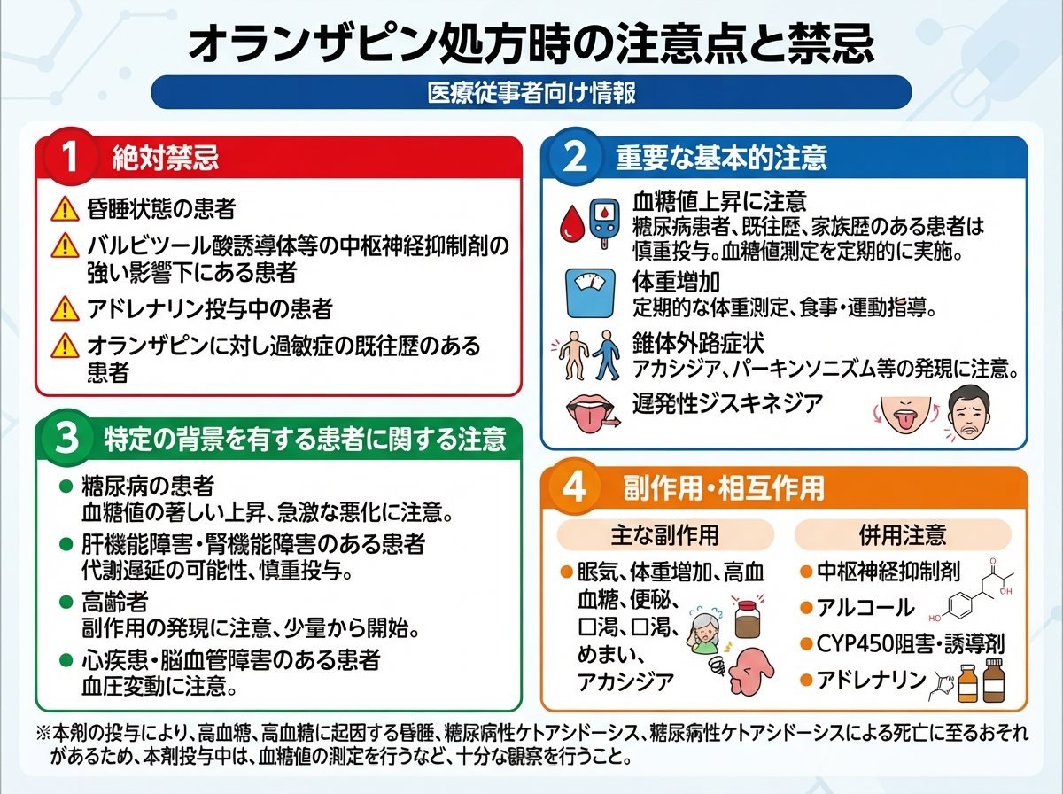 オランザピン処方時の注意点と禁忌