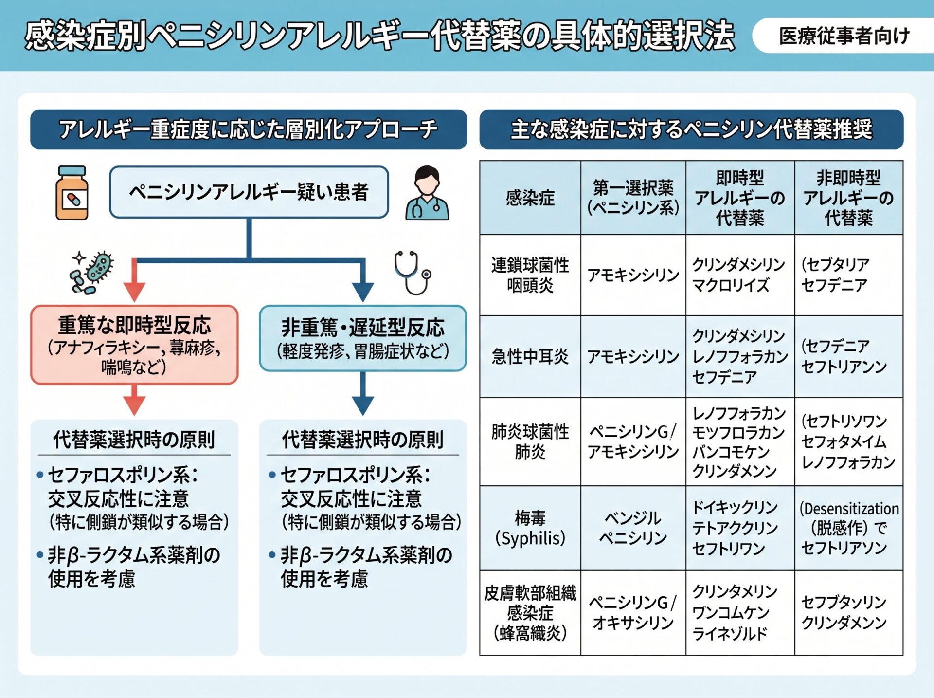 感染症別ペニシリンアレルギー代替薬の具体的選択法