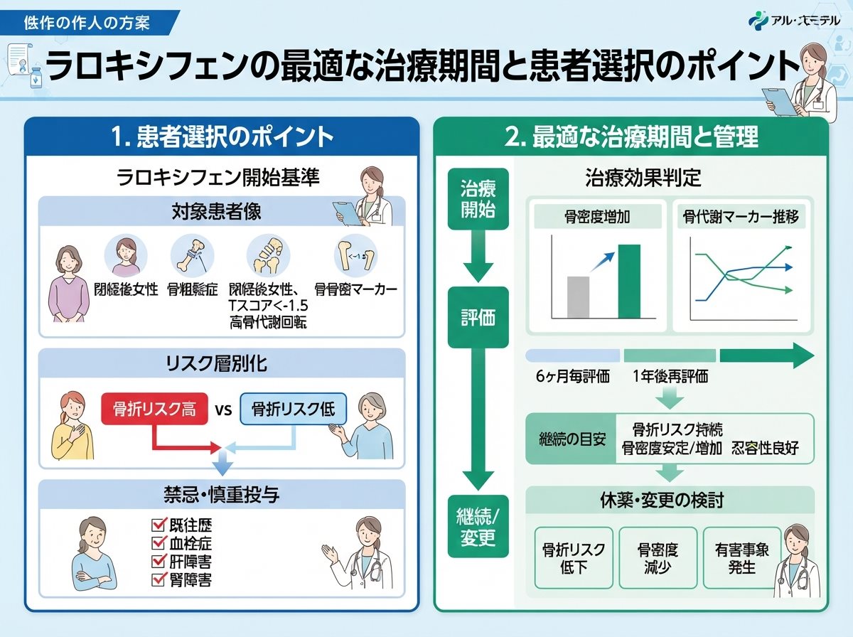 ラロキシフェンの最適な治療期間と患者選択のポイント