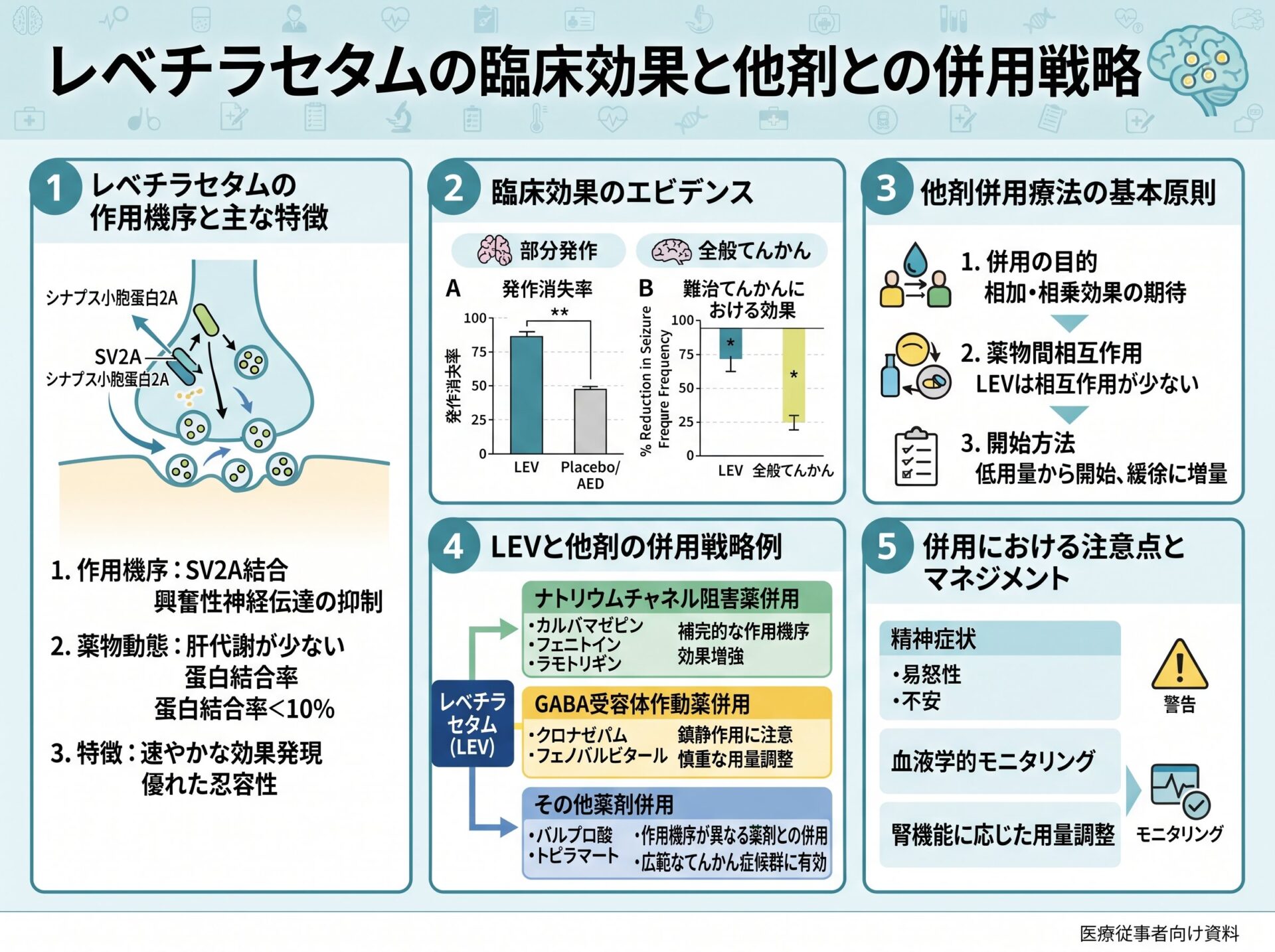 レベチラセタムの臨床効果と他剤との併用戦略