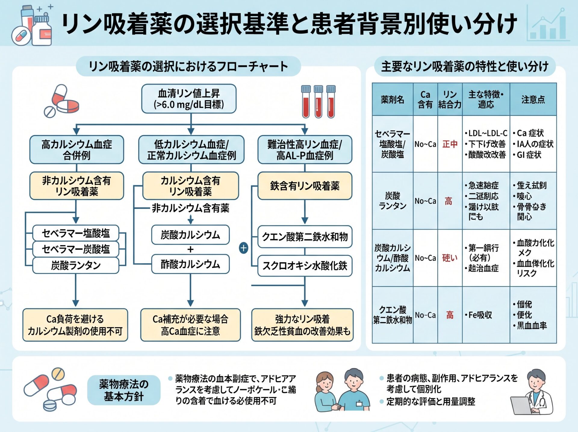 リン吸着薬の選択基準と患者背景別使い分け