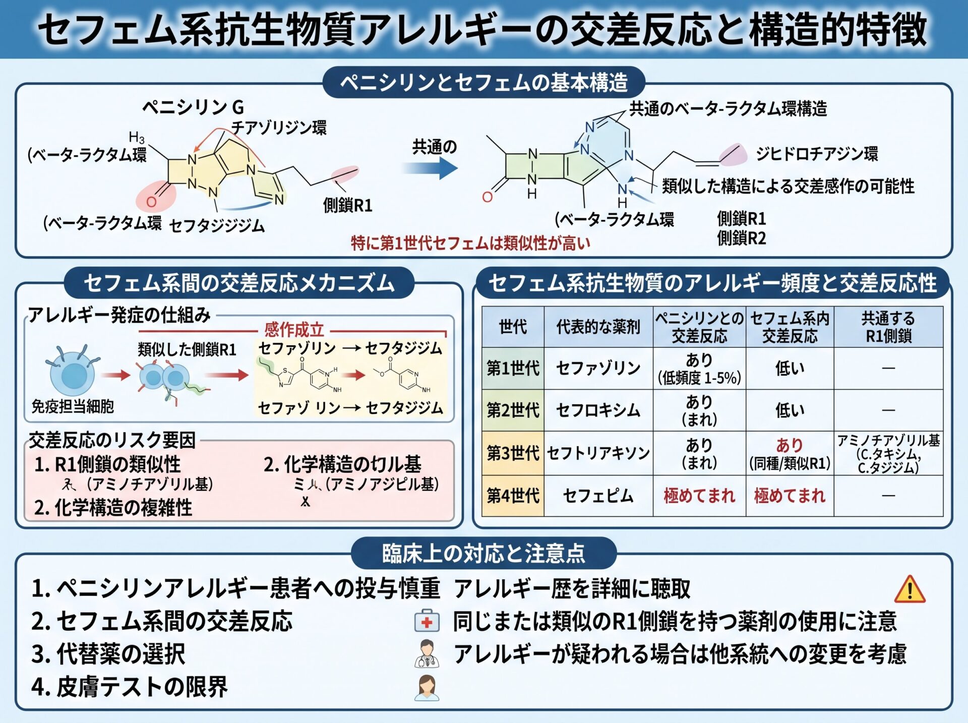 セフェム系抗生物質 アレルギー の交差反応と構造的特徴
