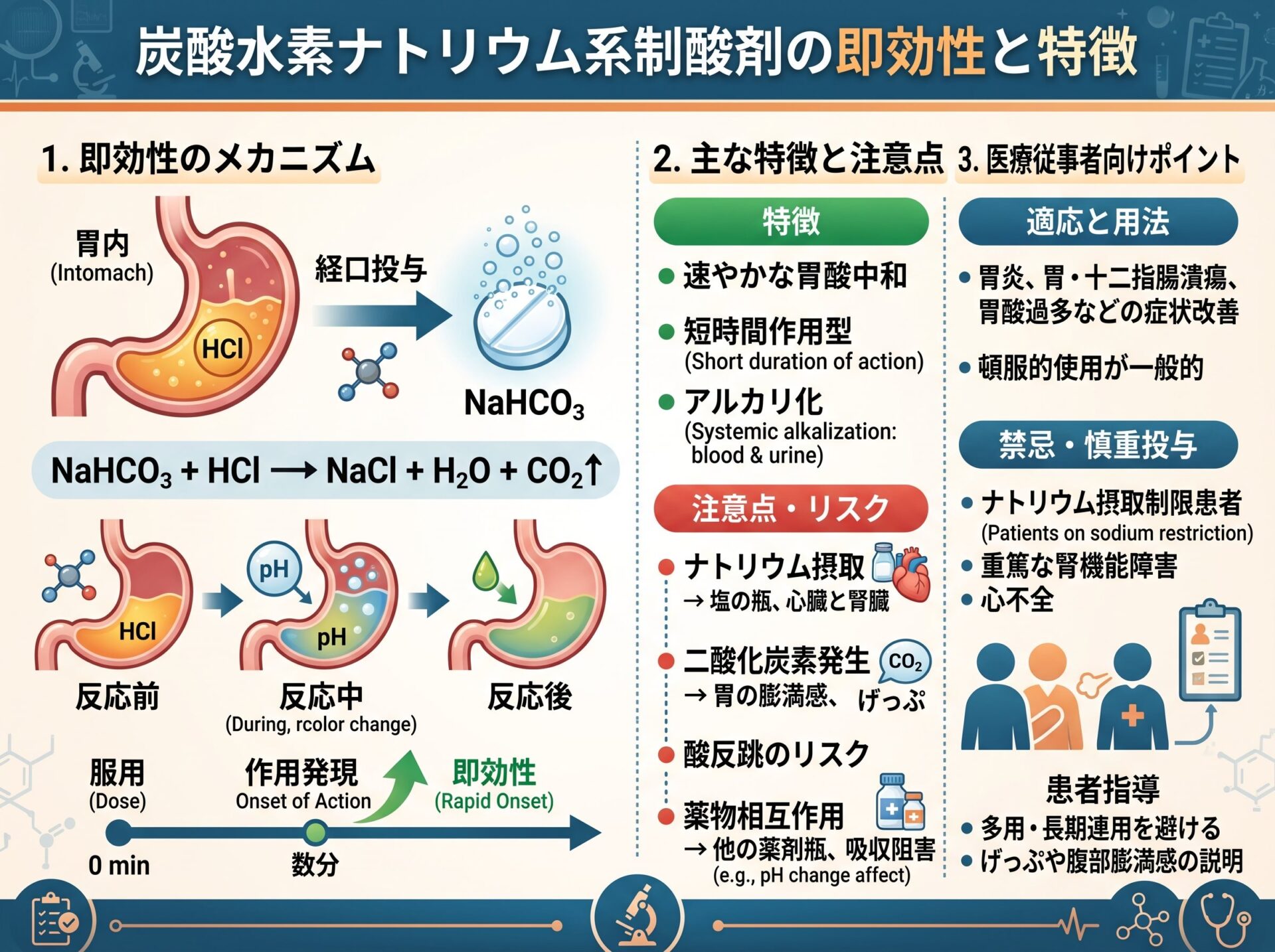 炭酸水素ナトリウム系制酸剤の即効性と特徴