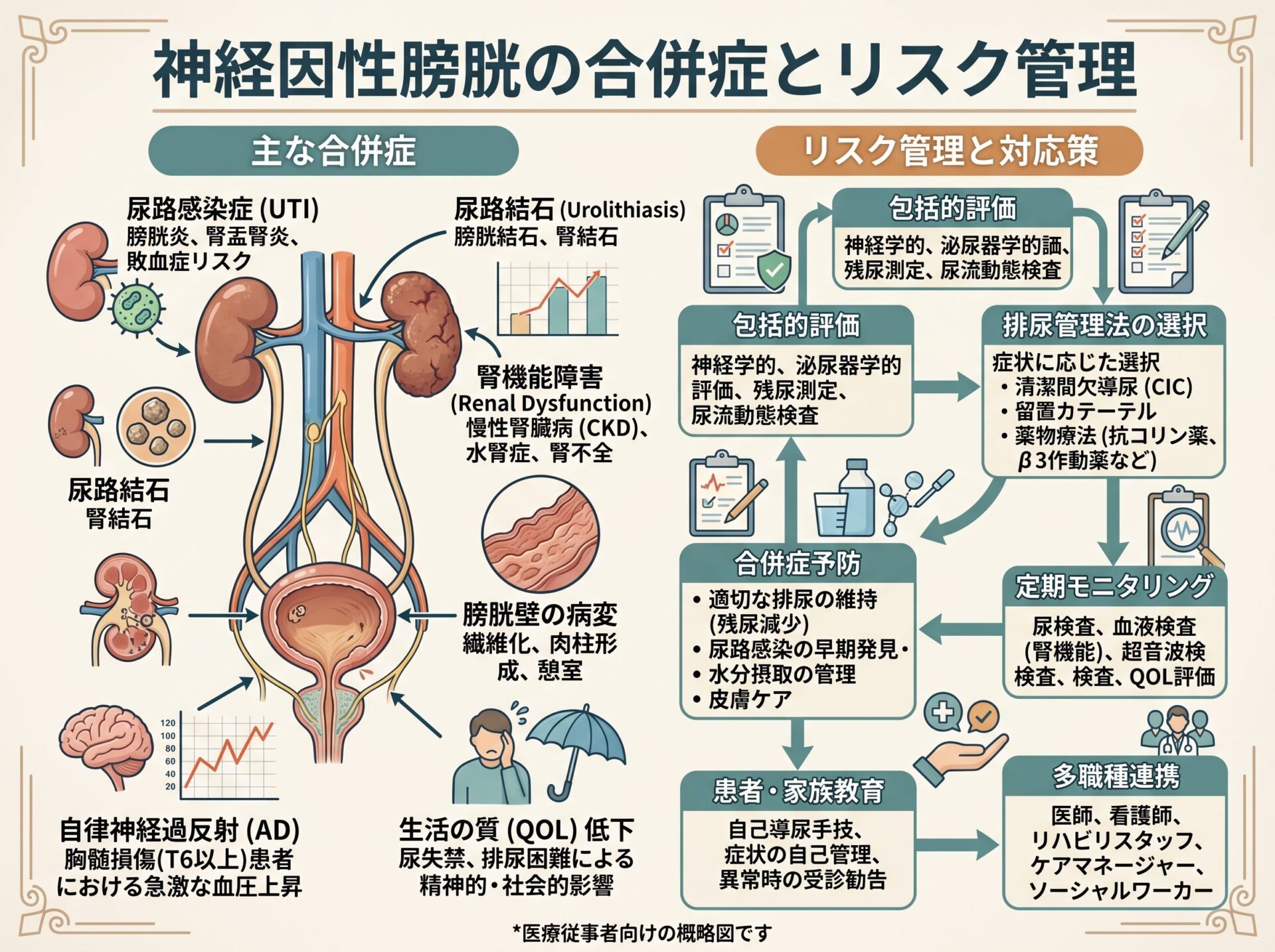神経因性膀胱の合併症とリスク管理