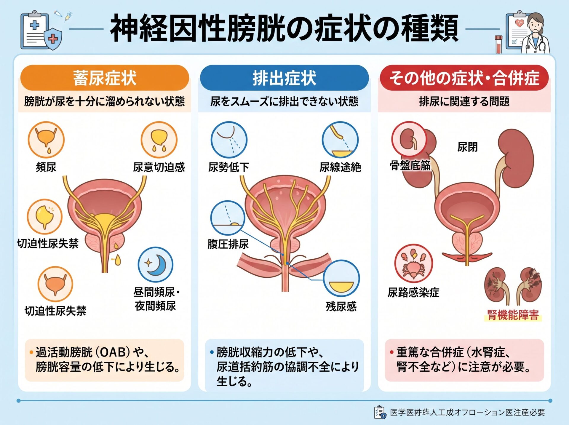 神経因性膀胱の症状の種類