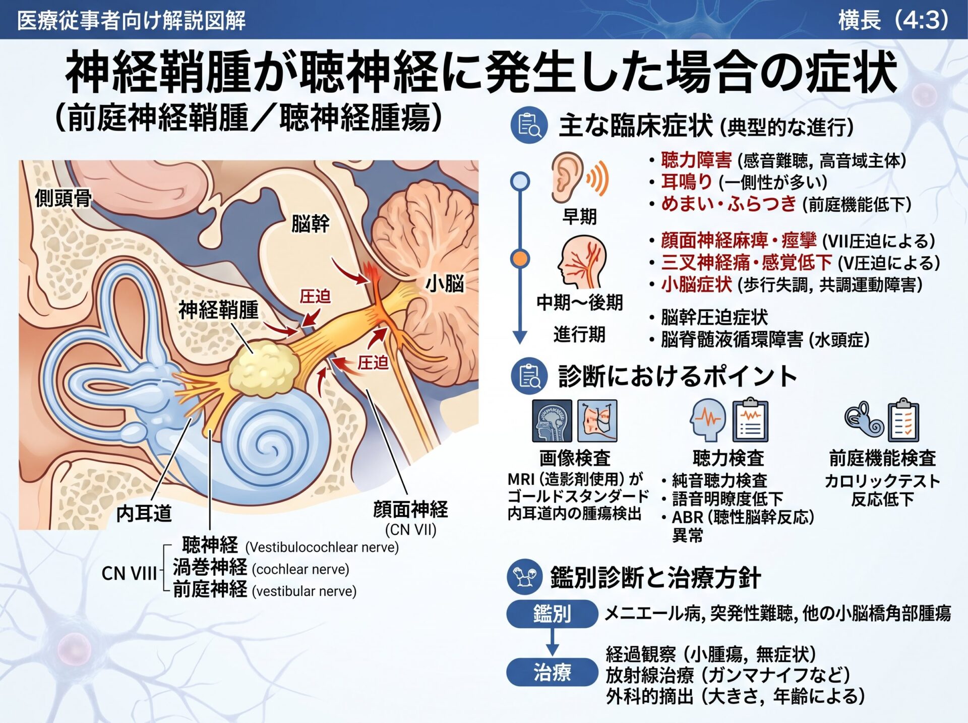 神経鞘腫が聴神経に発生した場合の症状