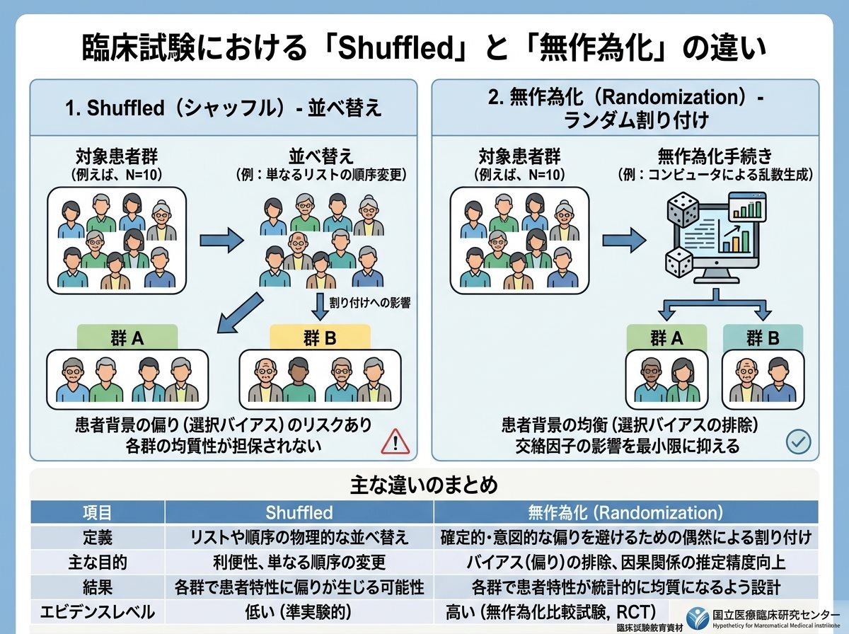 臨床試験におけるshuffledと無作為化の違い