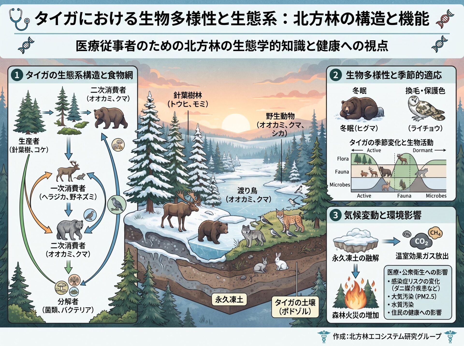タイガにおける生物多様性と生態系