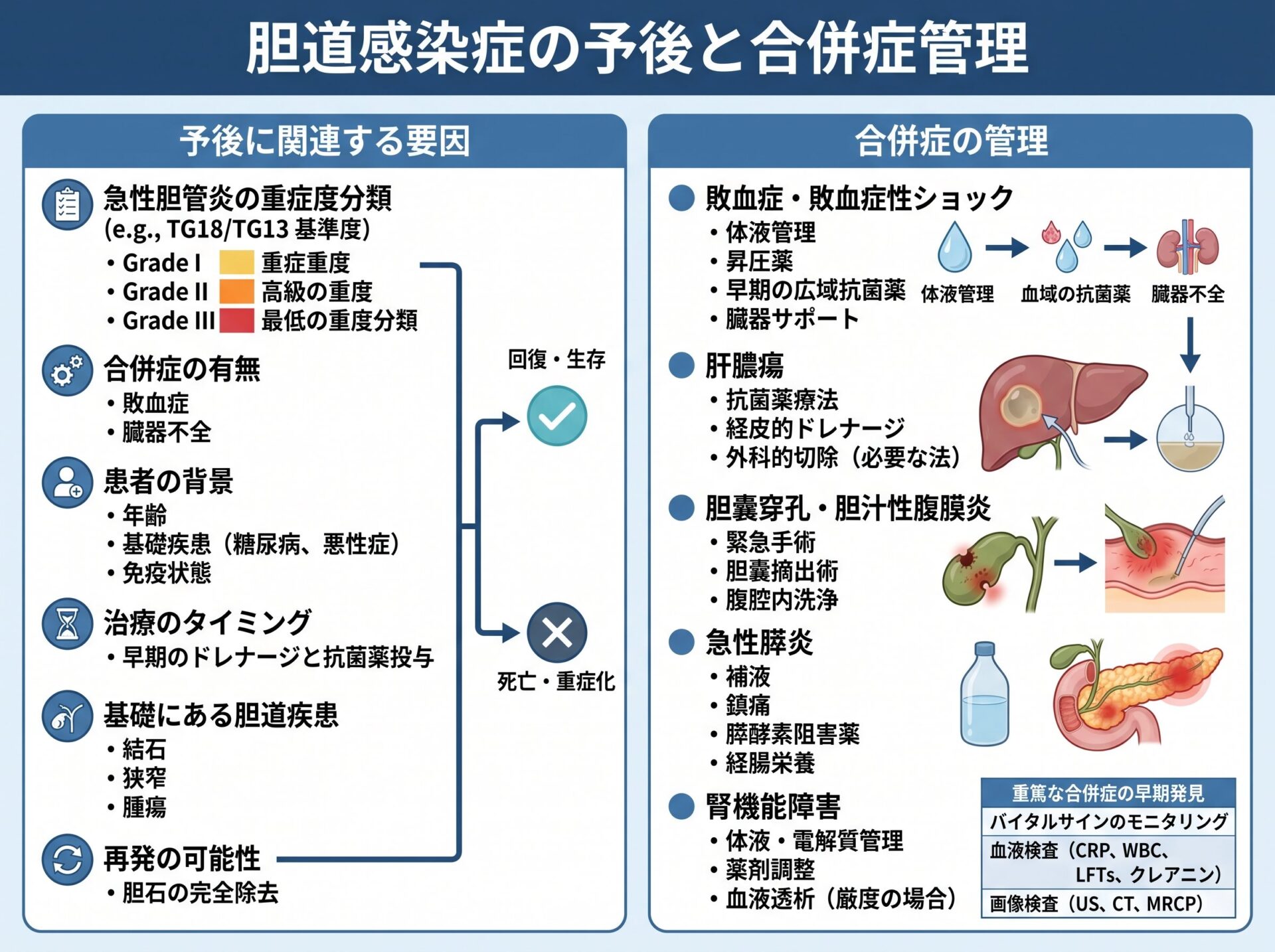 胆道感染症の予後と合併症管理