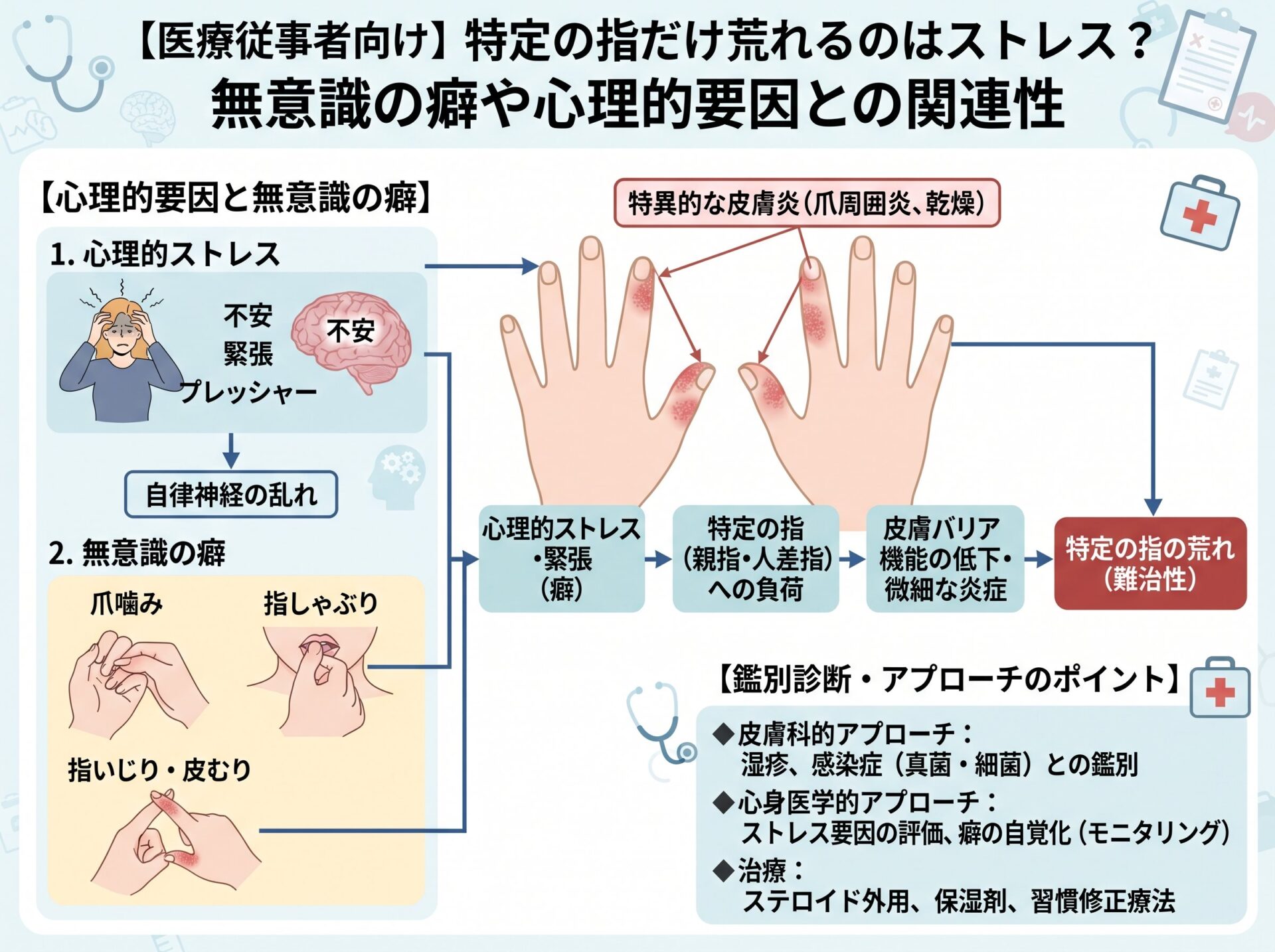 特定の指だけ荒れるのはストレス？無意識の癖や心理的要因との関連性