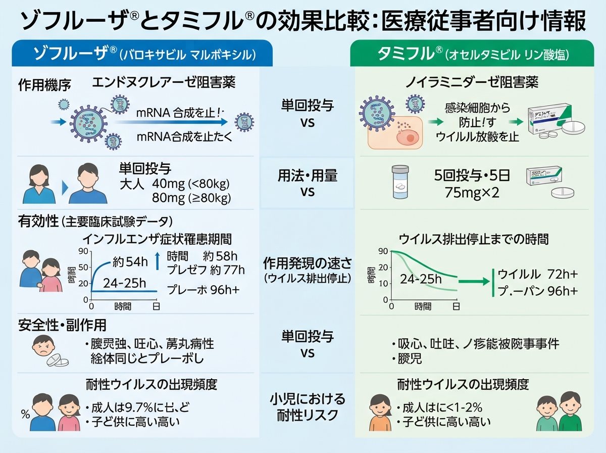 ゾフルーザとタミフルの効果比較